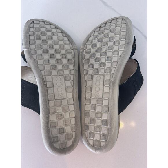 ECCO Flip Flop Thong Toe Sandals Black Leather Women's Size 38 - Picture 6 of 7